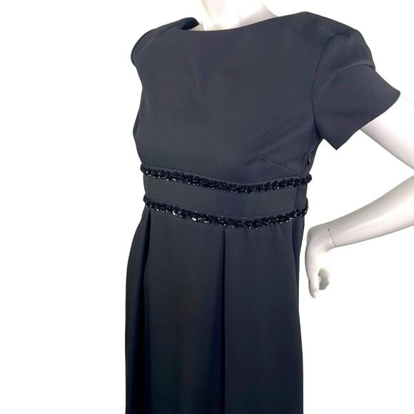 Liz Claiborne Night Classic Romantic Low Back MIDI High Waist Black Dress 10 - Picture 9 of 16